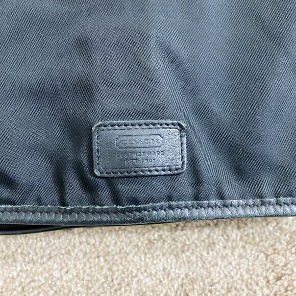 Coach Black Nylon Messenger Bag w Leather Trim Flap Closure Adjustable Straps - Picture 3 of 12